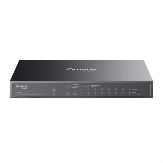 Tp Link Omada ES210GP 10-Port Gigabit Easy Managed Switch cu 8-Port PoE+, 8× 10/100/1000 Mbps PoE+ RJ45 Ports (support 802.3af PoE and 802.3at PoE+), 1× 10/100/1000 Mbps RJ45 Port, 1× Gigabit SFP/RJ45 Combo Port, capacitate switch 20 Gbps, negru Tp Link Omada ES210GP 10-Port Gigabit Easy Managed Switch cu 8-Port PoE+, 8× 10/100/1000 Mbps PoE+ RJ45 Ports (support 802.3af PoE and 802.3at PoE+), 1× 10/100/1000 Mbps RJ45 Port, 1× Gigabit SFP/RJ45 Combo Port, capacitate switch 20 Gbps, negru