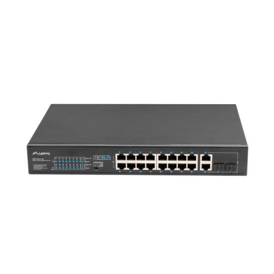 Switch  16x 100 Mb PoE+ / 2x 1 Gb / 1x SFP, fara management, rack 10