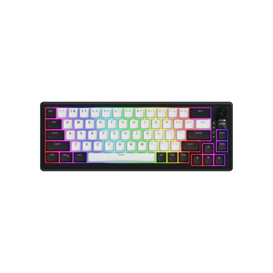 HATOR Skyfall 65 MAG ULTIMA 8K wireless. Keyboard form factor: 65%. Keyboard style: Straight. Connectivity technology: Wired & Wireless, Device interface: USB + RF Wireless + Bluetooth, Keyboard key switch: Magnetic-mechanical key switch, Keyboard layout: