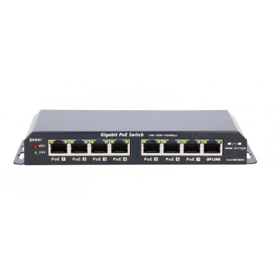 Extralink KRATOS PoE Switch 7x Gigabit PoE 1x Uplink RJ45 Power Supply 24V 2.5A 60W Extralink KRATOS PoE Switch 7x Gigabit PoE 1x Uplink RJ45 Power Supply 24V 2.5A 60W