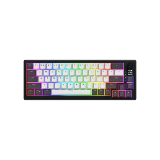 HATOR Skyfall Pro Wireless 65. Keyboard form factor: 65%. Keyboard style: Straight. Connectivity technology: Wired & Wireless, Device interface: USB + RF Wireless + Bluetooth, Keyboard key switch: Mechanical, Keyboard layout: QWERTY. Backlight type: RGB L