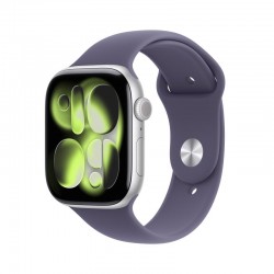 Apple Watch Series 11 GPS + Cellular 46mm Silver Aluminium Case with Purple Fog Sport Band - M/L