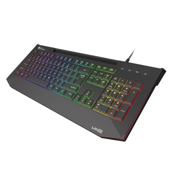 Tastatura gaming cu fir Genesis LITH 400, iluminare RGB, mecanism taste X-Scissors, numar taste 104, lungime cablu 1.8m, dimensiuni 465 x 25 x 195 mm, negru