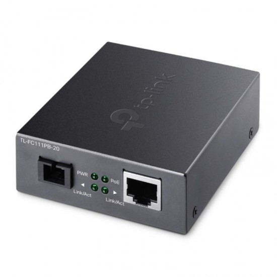 Omada 10/100 Mbps RJ45 to 100 Mbps Single-mode SC WDM Bi-Directional Fiber Converter With 1-Port PoE PORT: 1× 100Mbps SC Port, 1× 10/100M PoE RJ45 Port (Auto MDI/MDIX) SPEC: 802.3af, 15.4W PoE Budget, Full-duplex, Tx:1310 nm, Rx:1550 nm, Up to 20 km Omada 10/100 Mbps RJ45 to 100 Mbps Single-mode SC WDM Bi-Directional Fiber Converter With 1-Port PoE PORT: 1× 100Mbps SC Port, 1× 10/100M PoE RJ45 Port (Auto MDI/MDIX) SPEC: 802.3af, 15.4W PoE Budget, Full-duplex, Tx:1310 nm, Rx:1550 nm, Up to 20 km
