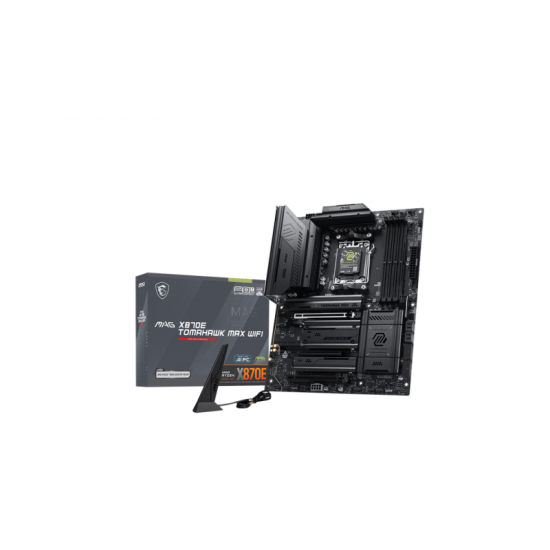 MSI MAG X870E TOMAHAWK MAX WIFI. Processor manufacturer: AMD, Processor socket: Socket AM5, Compatible processor series: AMD Ryzen 7000 Series, AMD Ryzen 8000 Series, AMD Ryzen 9000 Series. Supported memory types: DDR5-SDRAM, Maximum internal memory: 256 MSI MAG X870E TOMAHAWK MAX WIFI. Processor manufacturer: AMD, Processor socket: Socket AM5, Compatible processor series: AMD Ryzen 7000 Series, AMD Ryzen 8000 Series, AMD Ryzen 9000 Series. Supported memory types: DDR5-SDRAM, Maximum internal memory: 256