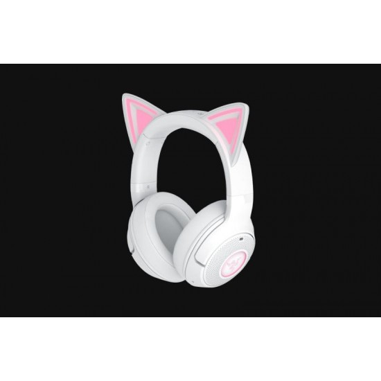 Casti Razer Kraken Kitty V2 Bluetooth 5.2Quartz Edition, interfata USB- A, sensibilitate 92.5 dB SPL / mW @ 1kHz si sensibilitate microfon 42 dBV /Pa, alb