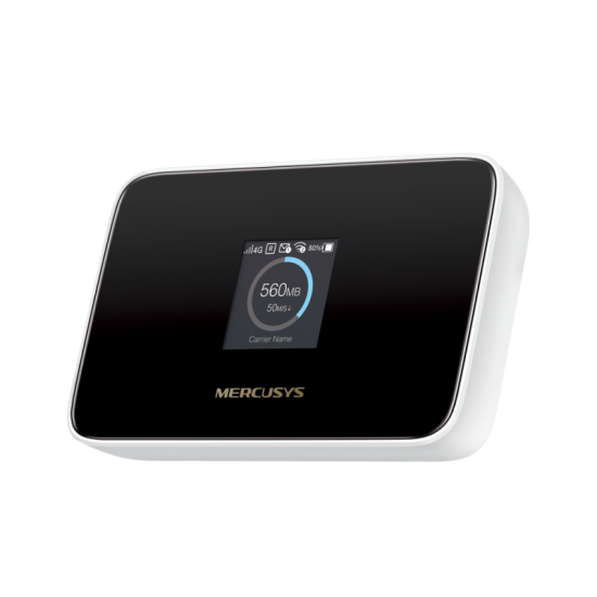 150Mbps 4G LTE Mobile Wi-Fi Build-In 150Mbps 4G LTE Modem SPEED: 287 Mbps at 2.4 GHz, 4G Cat4 150/50 Mbps SPEC: 1.44 Inch Screen Display, FDD-LTE (B1/B3/B5/B7/B8/B20/B28), TDD- LTE (B38/B40), HSPA+/UMTS (B1/B5/B8) FEATURE: Wi-Fi 6, MERCUSYS App, Build-In 