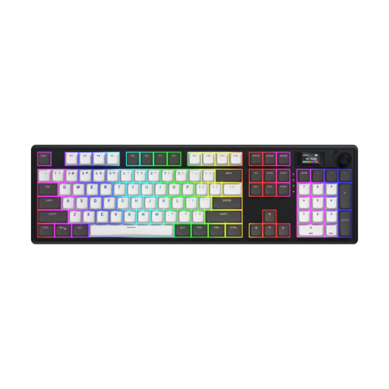 Tastatura wireless Hator Skyfall 100 Pro, interfata 2.4GHz, BT5.3, USB, polling rate 1000Hz, capacitate baterie 8000mAh, switch HATOR Aurum Vanila Silent linear, material tasta OMA, buton de control multimedia, sistem de anulare a zgomotului integrat, alb