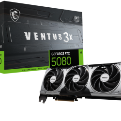 MSI VENTUS GeForce RTX5080 16G 3X OC. Graphics processor family: NVIDIA, Graphics processor: GeForce RTX 5080. Discrete graphics card memory: 16 GB, Graphics card memory type: GDDR7, Memory bus: 256 bit. Maximum resolution: 7680 x 4320 pixels. DirectX ver