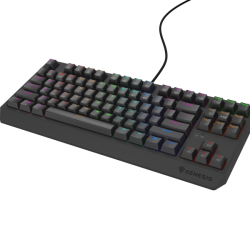 Tastatura gaming mecanica cu fir Genesis Thor 230 TKL Lite, iluminare multicolor, switch Linear, switch model Outemu Red, numar taste 87, 11 butoane multimedia, lungime cablu 1.6m, dimensiuni 363 x 155 x 39 mm, negru