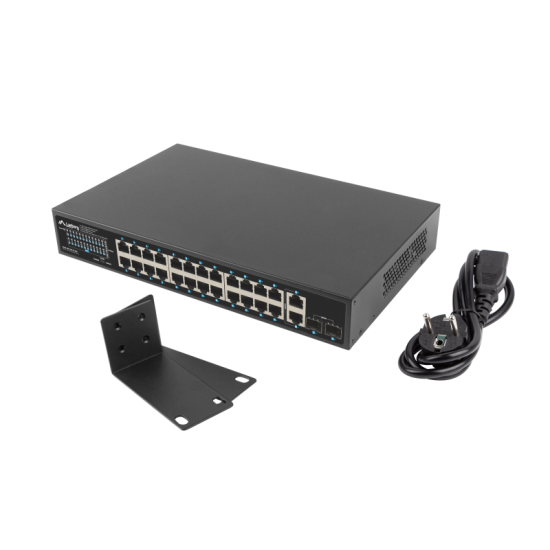 Switch  24x 1 Gb PoE+ / 2x Gb / 2x SFP, rack 19