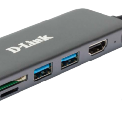D-Link DUB-2327 6-in-1 USB-C Hub with HDMI, SD/microSD card reader and power delivery, 1* USB-C connector, 1* HDMI Port, 2* USB Type- APort (USB 3.0), 1* SD card slot, 1* microSD card slot, 1* USB-C powerdelivery.