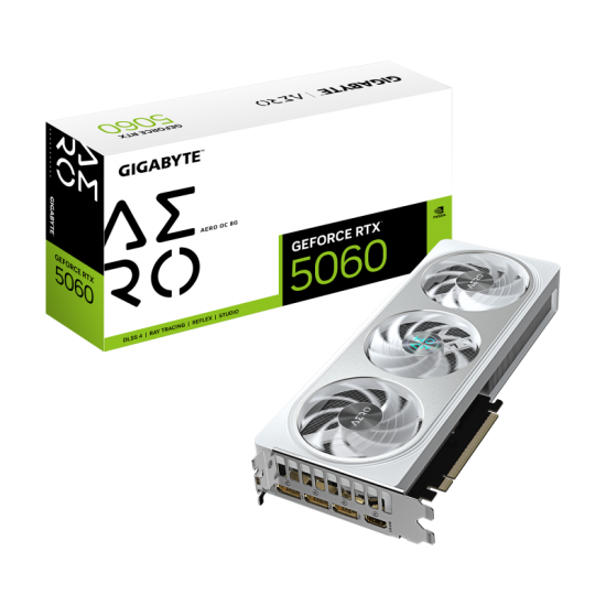Placa Video GIGABYTE GEFORCE RTX 5060 AERO OC 8GB GDDR7 128 bit, PCIE 5.0, 3x DP 1x HDMI