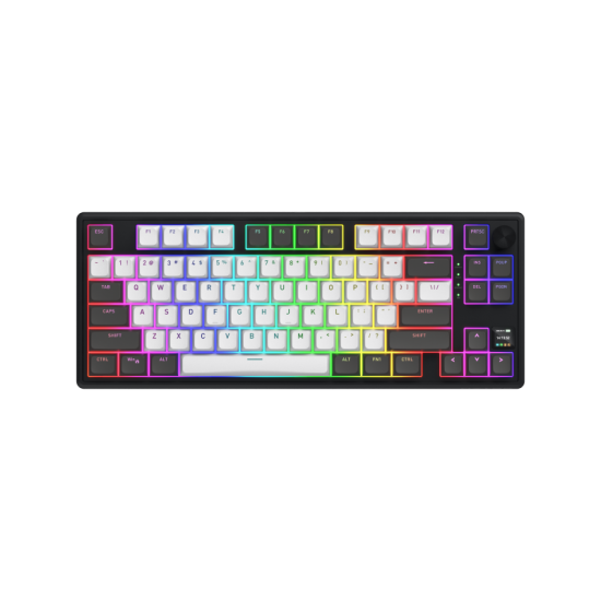 HATOR Skyfall Pro Wireless 80. Keyboard form factor: 80%. Keyboard style: Straight. Connectivity technology: Wired & Wireless, Device interface: USB + RF Wireless + Bluetooth, Keyboard key switch: Mechanical, Keyboard layout: QWERTY. Backlight type: RGB L