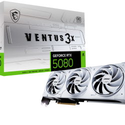 MSI VENTUS GEFORCE RTX 5080 16G 3X OC WHITE. Graphics processor family: NVIDIA, Graphics processor: GeForce RTX 5080. Discrete graphics card memory: 16 GB, Graphics card memory type: GDDR7, Memory bus: 256 bit. Maximum resolution: 7680 x 4320 pixels. Dire