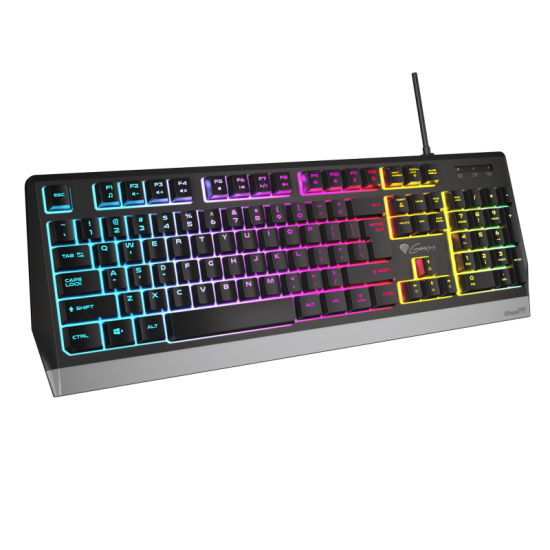 GENESIS Rhod 300 RGB. Keyboard form factor: Full-size (100%). Keyboard style: Straight. Connectivity technology: Wired, Device interface: USB, Keyboard key switch: Membrane, Keyboard layout: QWERTY, Keyboard number of keys: 104. Backlight type: RGB LED. C