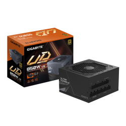 GIGABYTE UD850GM PG5 V2 Power Supply Unit- PCIe Gen 5.1, 80 PLUS Gold, Fully Modular Design, 120mm Fan, ATX 3.1 compatible, EU Plug.  Total power: 850 W, AC input voltage: 100 - 240 V, AC input frequency: 50/60 Hz. Motherboard power connector: 20+4 pin AT