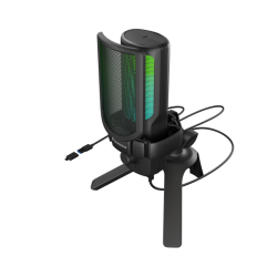 Microfon Genesis Radium 250, tip Condenser, model cardioid, suport fix, conectivitate USB-C, raspuns in frecventa 50 - 16.000 Hz, sensibilitate 40 dB, lungime cablu 200 cm, negru