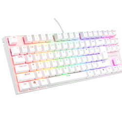 Tastatura gaming mecanica cu fir Genesis Thor 303 TKL, iluminare RGB, switch Linear, switch model Outemu Pitch Silent, numar taste 87, 11 butoane multimedia, lungime cablu 1.8m, dimensiuni 355 x 136 x 36 mm ,alb
