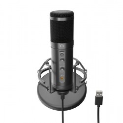 Microfon Genesis Radium 600 G2, tip Condenser, model cardioid, suport fix, conectivitate USB-C si Jack 3.5 mm,  raspuns in frecventa 30 - 18.000 Hz, sensibilitate -36 dB, lungime cablu 180 cm, negru