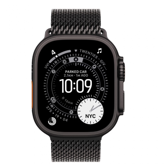 Apple Watch Ultra 3 GPS + Cellular 49mm Black Titanium Case with Black Titanium Milanese Loop - Medium