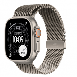Apple Watch Ultra 3 GPS + Cellular 49mm Natural Titanium Case with Natural Titanium Milanese Loop - Medium
