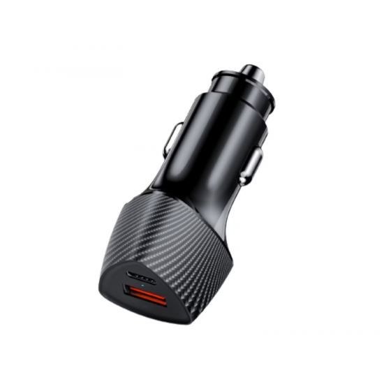 Incarcator auto Lemontti Auto Super Fast Charge 48W 2 porturi PD Type-C 30W + USB-A QC 3.0 Negru