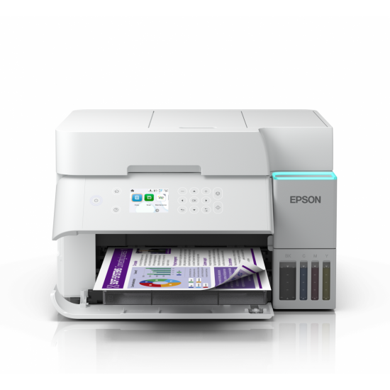 Multifunctional inkjet color Epson EcoTank CISS L6376, culoare alb, dimensiune A4 (Printare,Copiere, Scanare), printare borderless, viteza 35ppm alb-negru, 23ppm color, rezolutie 4800x1200 dpi, alimentare hartie 250 coli,ADF 30 coli, duplex automat ,scann