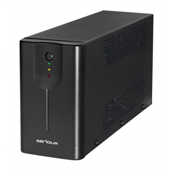 UPS Serioux Line Interactive 1500LI, Led, capacitate 1500VA/900W, 4 prize Schuko , baterie 12 V / 8.0 Ah × 2, timp mediu de functionare pe baterii 8 min - 50% sarcina, management USB/RJ45, software inclus