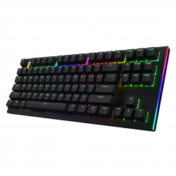 Tastatura mecanica cu fir Hator Gravity X TKL conectivitate USB, polling rate 1000Hz, iluminare RGB cu functia de a customiza fiecare tasta individual, tip switch HATOR Aurum Orange Linear rev.2.0, durata de viata switch 70M de clickuri, material taste AB