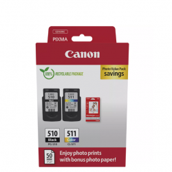 Canon pachet cartuse cearneala PG-510/CL-511 Photo value pack, capacitate negru: 9ml, Color: 9ml, Compatibil cu: PIXMA iP2700, PIXMA iP2702, PIXMA MP230, PIXMA MP240, PIXMA MP250, PIXMA MP252, PIXMA MP260, PIXMA MP270, PIXMA MP272, PIXMA MP280, PIXMA MP28