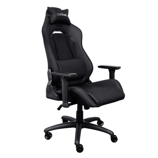 Scaun gaming Trust GXT 714 Ruya, greutate maxima suportata 150 kg, inaltime adjustabila scaun 10 cm, baza stea cu 5 roti, negru