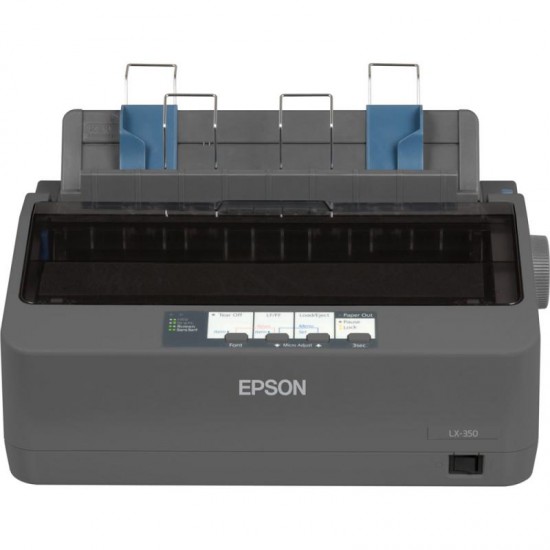 Imprimanta matriceala mono Epson LX-350, dimensiune A4, numar ace: 9 pini, viteza 15cpi, rezolutie 240x144dpi, memorie 128KB, limbaje de printare IBM PPDS, ESC/P, interfata USB 2.0, Bidirectional parallel, RS- 232, ribbon inclus, consumabile: S015637, S01