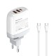 Incarcator retea Serioux 65W GAN QC, Intrare: AC100-240V~ 50/60Hz 1.5A, Ieșire (USB-C1): 5V-3A 9V-3A 12V-3A 15V-3A 20V=3.25A 65W(Max), Ieșire (USB-A1): 5V-3A 9V-2A 12V=1.5A 18W(Max), Ieșire (USB-A2): 5V-3A 9V-2A 12V 1.5A 18W(Max), A1+A2=18W(Max), C1+A1=45