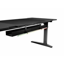 Birou gaming Genesis Holm Modular 160, material lemn/metal, reglabil pe inaltime 70 - 90 cm, iluminare RGB, management cabluri, negru
