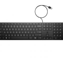 HP Keyboard 320K Wired, Culoare: Negru, Dimensiuni: 426,2 x 110,9 x 16,7 mm, Greutate: 0,45 kg, Garantie 1 an