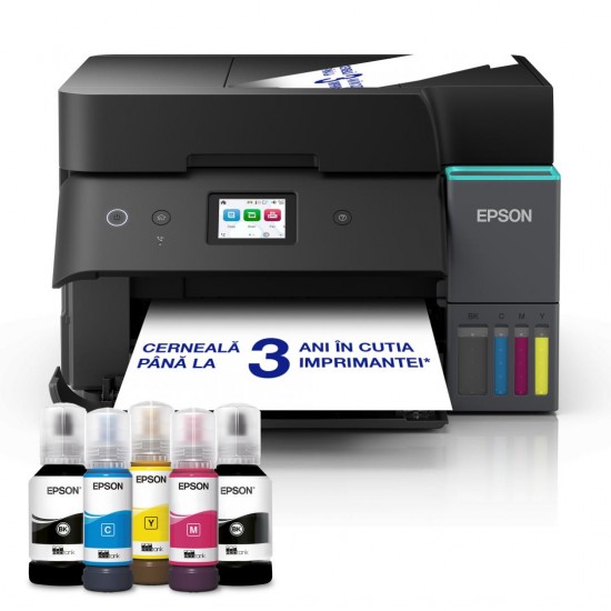 Multifunctional inkjet color Epson EcoTank CISS L6390, dimensiune A4 (Printare,Copiere, Scanare, Fax), printare borderless, viteza 35ppm alb-negru, 23ppm color, rezolutie 4800x1200 dpi, alimentare hartie 250 coli,ADF 30 coli, duplex automat ,scanner CIS r