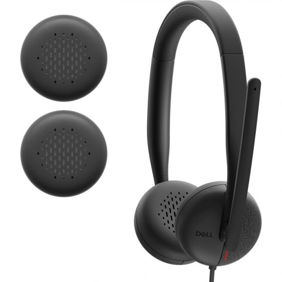 DELL WIRED HEADSET WH3024, Tech Specs: Audio (output/speaker): Speaker Size 28mm, Frequency Response 20Hz - 20kHz, Frequency Response (talk mode) 100Hz - 8kHz, Speaker Driver Sensitivity 119dB @ 1mW/1kHz, Noise cancellation Passive, User Hearing Protectio