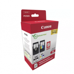 Canon pachet cartuse cearneala CANON PG-560XL/CL-561XL PHOTO VALUE PACK, capacitate negru: 400 pagini/16ml, Color: 300 pagini / 12.2ml, Compatibil cu: PIXMA TS5253, PIXMA TS5350, PIXMA TS5351, PIXMA TS5352, Bonus 50 coli hartie foto 10 x 15cm.