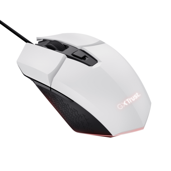 Mouse Trust GXT110W Felox cu fir, rezolutie maxima 6400 DPI, alb