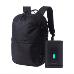 Lemontti Rucsac Smart Premium cu Vacuum si pompa vid 5 capete inclusa, 30-60L pentru cabina avion, impermeabil, doua mufe incarcare USB: USB-A si Type-C, extensie suplimentara, sistem antifurt, Negru