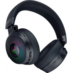 Casti Razer Kraken V4 Pro, wireless, bluetooth, cu fir, frecventa raspuns 20 Hz – 28 kHz,  conectivitate wireless: 2.4 GHz Wireless prin OLED Control Hub sau  Bluetooth 5.3,  cu fir USB-A sau 3.5mm,  microfon retractabil Razer™ HyperClear Super Wideband M