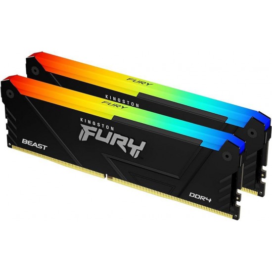 Memorie RAM Kingston DDR4 16GB 3200Mhz CL16 1.35V Dual Channel Kit  Fury Beast Black RGB XMP