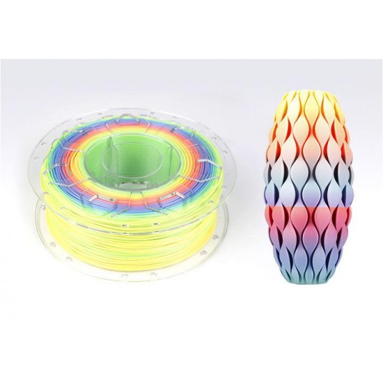CREALITY CR PLA 3D Printer Filament, Rainbow, 1KG, Printing temperature: 190-220, Filament diameter: 1.75mm, Tensile strength: 60MPa, Size of filament wheel: Diameter 200mm, height 66mm, hole diameter 56mm. Utilizare: pana la 6 luni de la deschiderea amba