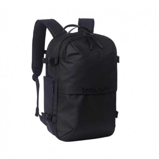 Lemontti Rucsac Smart Premium cu Vacuum si pompa vid 5 capete inclusa, 30-60L pentru cabina avion, impermeabil, doua mufe incarcare USB: USB-A si Type-C, extensie suplimentara, sistem antifurt, Negru