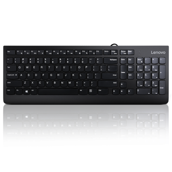 Lenovo 300 USB Combo Keyboard & Mouse, Senzor mouse: Optic, Rezolutie (dpi): 1600 dpi, Tipul conexiunii: USB, Lungime/Tip cablu: 1.80m, Culoare: Negru, Dimensiune: Mouse - 34 mm (1,33 inchi), tastatură - 20 mm x Mouse - 63 mm (2,44 inchi), tastatură - 424