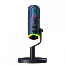 Microfon Gaming de birou Serioux SU8, condenser, unidirectional, frecventa raspuns 20-20KHz, sensibilitate maxima -11DBFS la 80 dB SPL, rata de esantionare 48KHz, rata de biti 16/24bit, raport semnal zgomot 75dB, interfata 3.5mm si USB-C, putere intrare 5