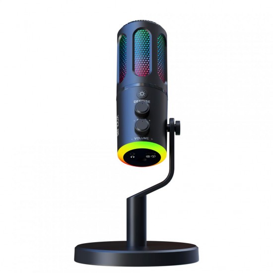 Microfon Gaming de birou Serioux SU8, condenser, unidirectional, frecventa raspuns 20-20KHz, sensibilitate maxima -11DBFS la 80 dB SPL, rata de esantionare 48KHz, rata de biti 16/24bit, raport semnal zgomot 75dB, interfata 3.5mm si USB-C, putere intrare 5