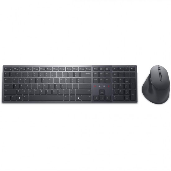 Dell Premier Collaboration Keyboard and Mouse - KM900 - US International (QWERTY), Device Type: Keyboard and mouse set, Backlit: Yes, Interface: 2.4 GHz, Bluetooth 5.1, Wireless Receiver: USB wireless receiver, Dimensions (WxDxH) / Weight: Keyboard: 43.97