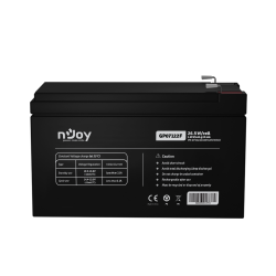 Acumulator nJoy GP07122F 12V 23.51W/cell Battery Model GP07122F Voltage 12V Power (1,65V/cell@15 min) 23.51W/cell Type VRLA - maintanance free Designed Floating Life 3~5 years Nominal Operating Temp. Range 25o C ± 3o C Terminal F2 terminal -Faston Tab 25 Acumulator nJoy GP07122F 12V 23.51W/cell Battery Model GP07122F Voltage 12V Power (1,65V/cell@15 min) 23.51W/cell Type VRLA - maintanance free Designed Floating Life 3~5 years Nominal Operating Temp. Range 25o C ± 3o C Terminal F2 terminal -Faston Tab 25